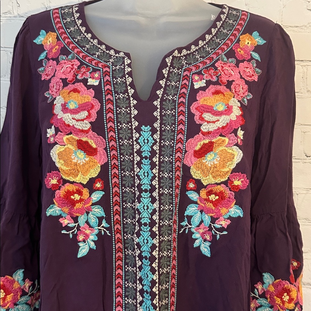 ANDREE BY UNIT Embroidered Purple Blouse - Picture 2 of 7